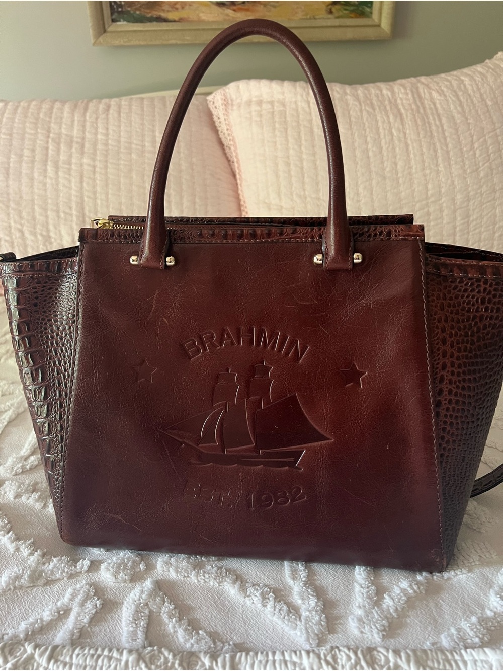 Brahmin Taylor logo bag in Cognac Elton— hard to find